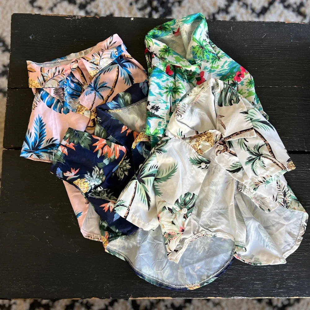 Tropical Print Dog Shirts Set - 4 PC. Lot S/M - Picture 3 of 14